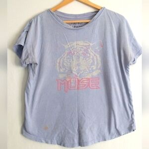 Muse Y2K Band Graphic Tiger Cap Sleeve T Shirt Lavender Oversized Small